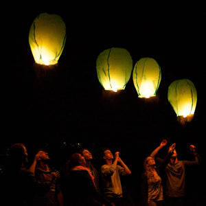 des lanternes chinoises flottant dans le ciel